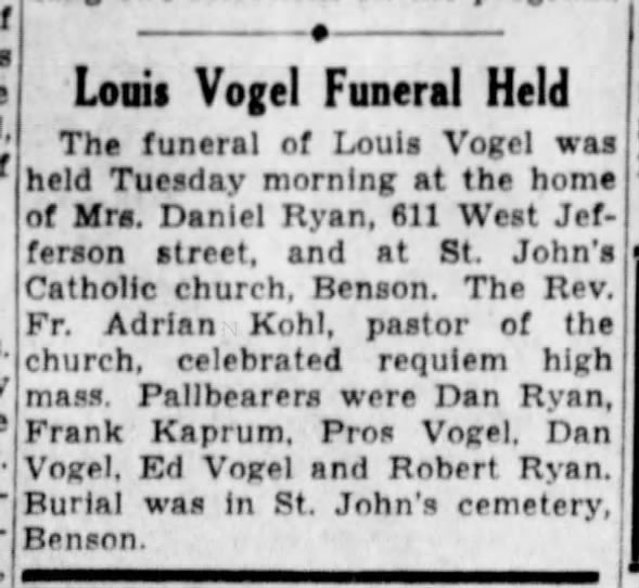 Louis Vogel funeral Panta My 15, 1934 p3